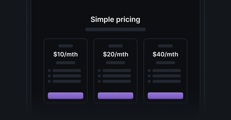 Pricing sections